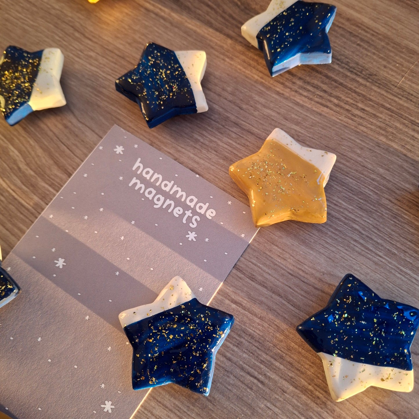 Magnets: Handmade Yellow Stars with Confetti