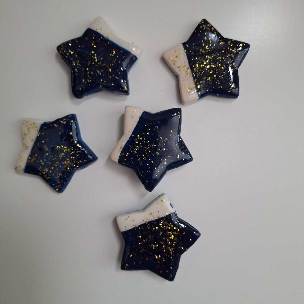 Magnets: Handmade Blue Stars with Confetti