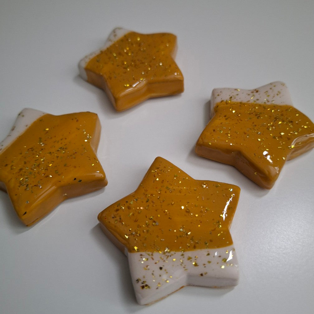 Magnets: Handmade Yellow Stars with Confetti