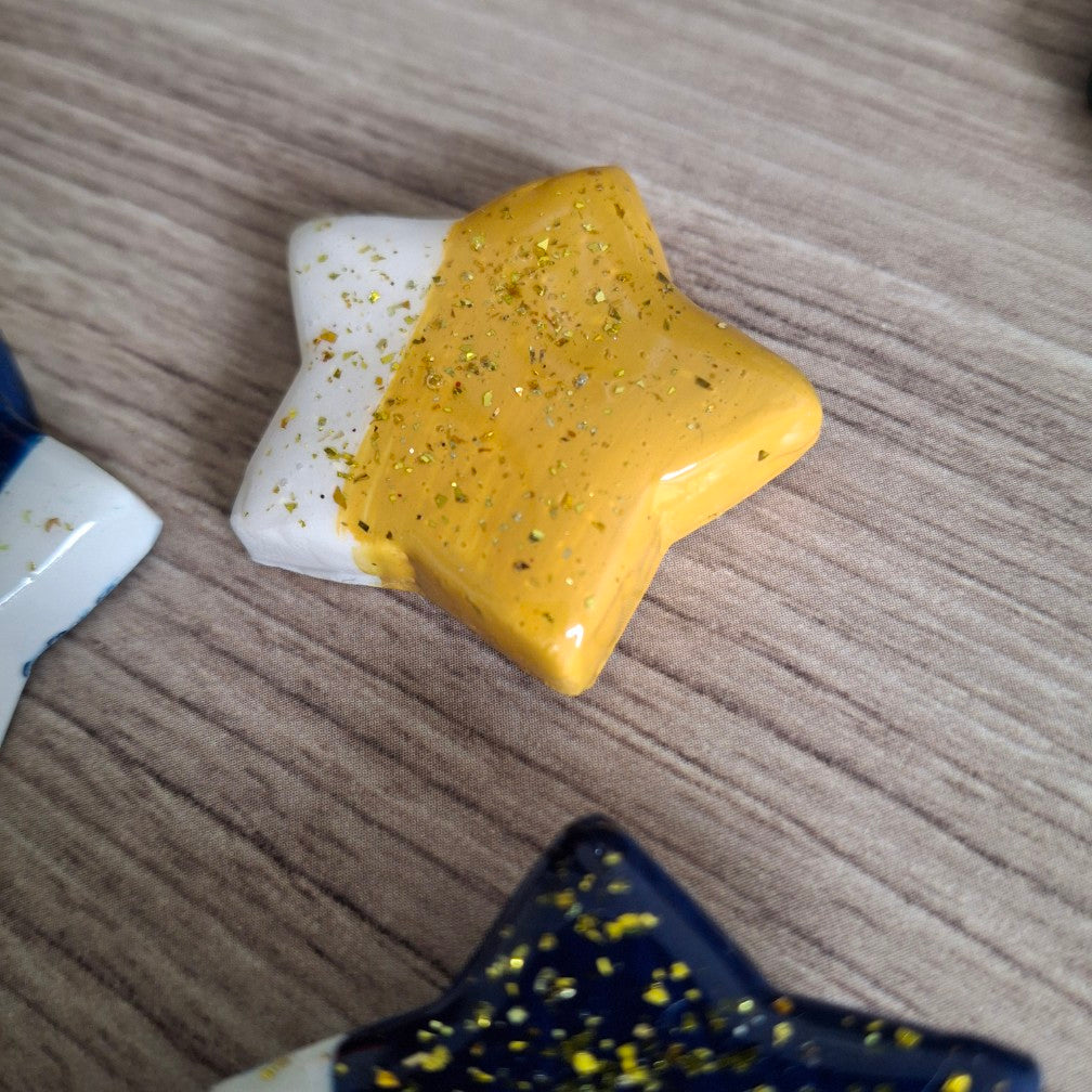 Magnets: Handmade Yellow Stars with Confetti