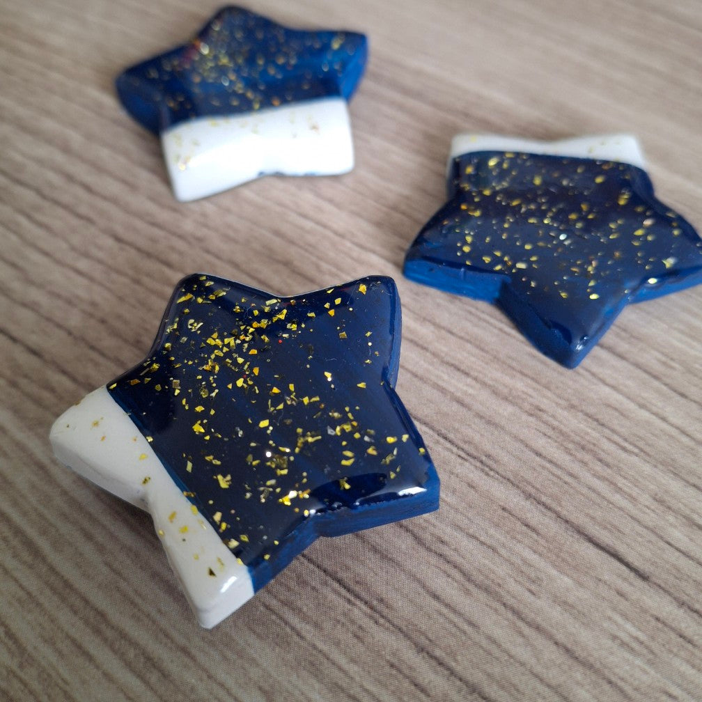 Magnets: Handmade Blue Stars with Confetti