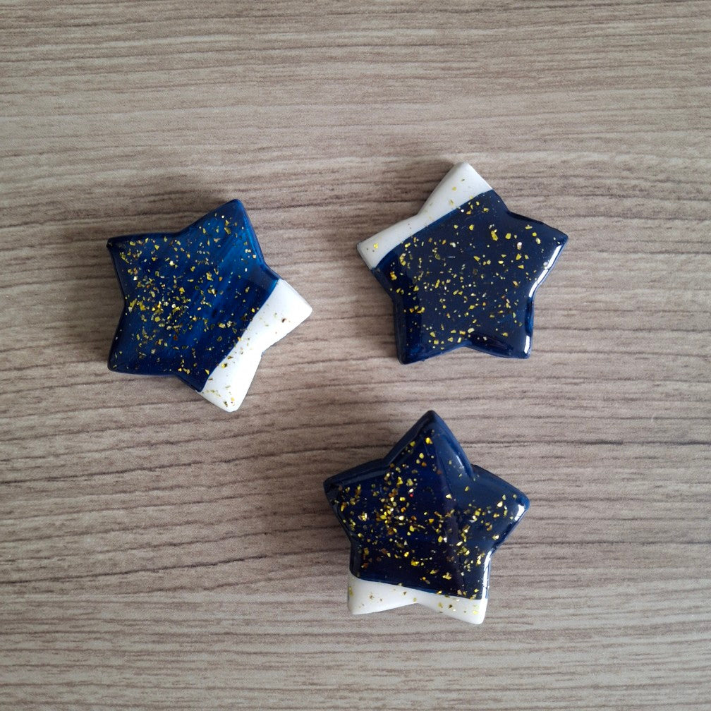 Magnets: Handmade Blue Stars with Confetti