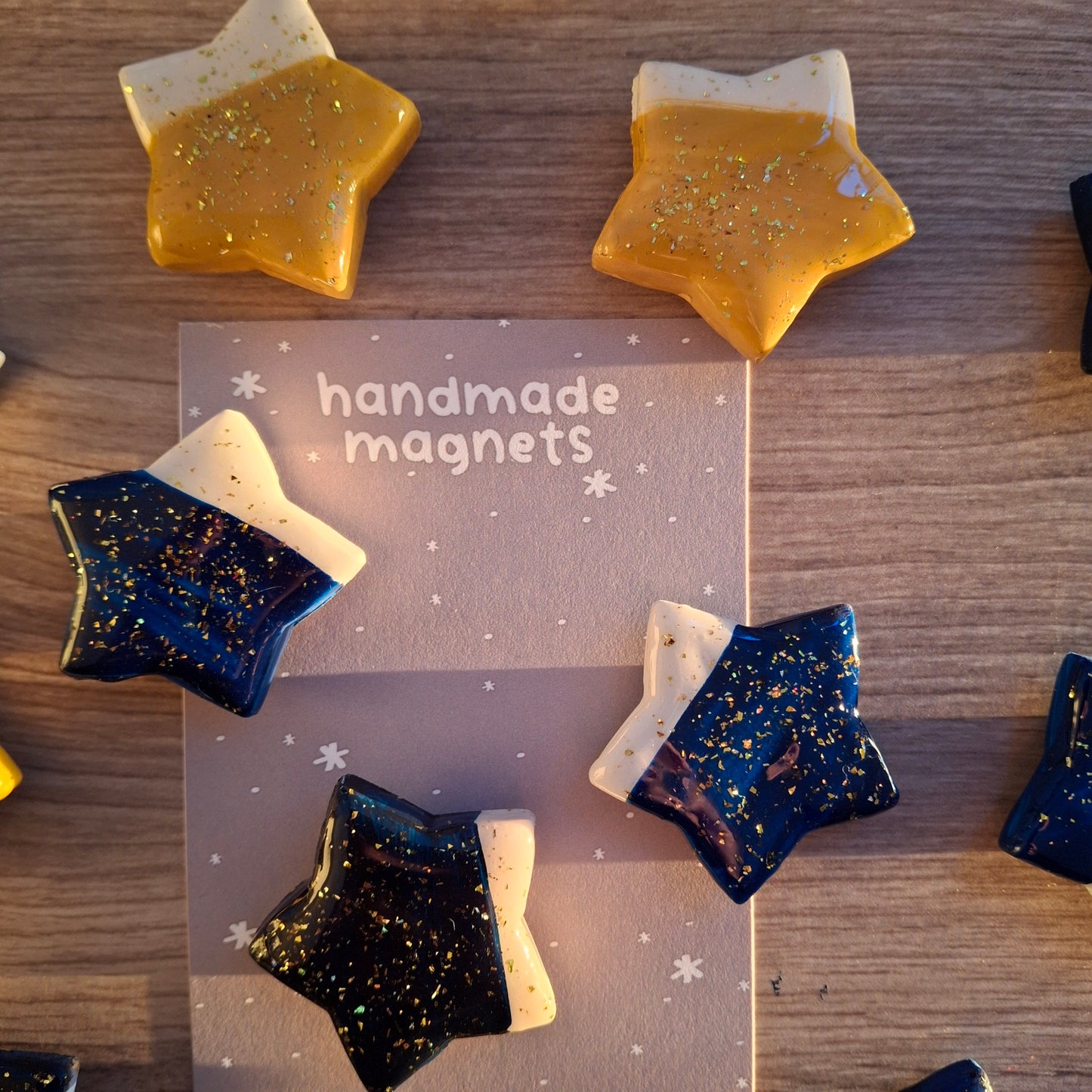 Magnets: Handmade Yellow Stars with Confetti