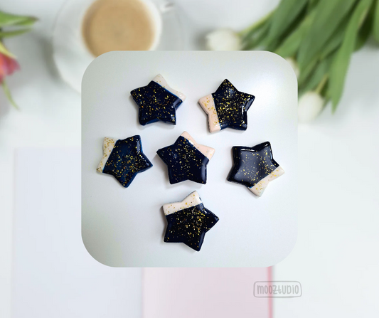Magnets: Handmade Blue Stars with Confetti