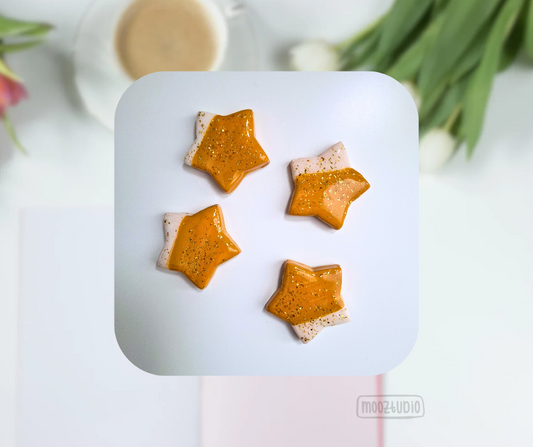 Magnets: Handmade Yellow Stars with Confetti