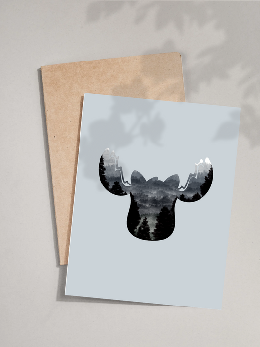 Greeting Card: Moose, Forest Silhouette